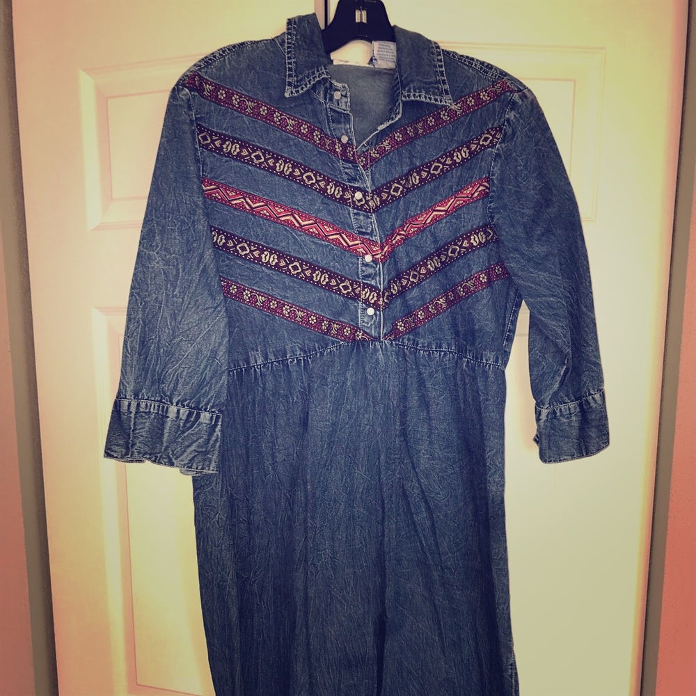 #Vintage #Western style #denim dress